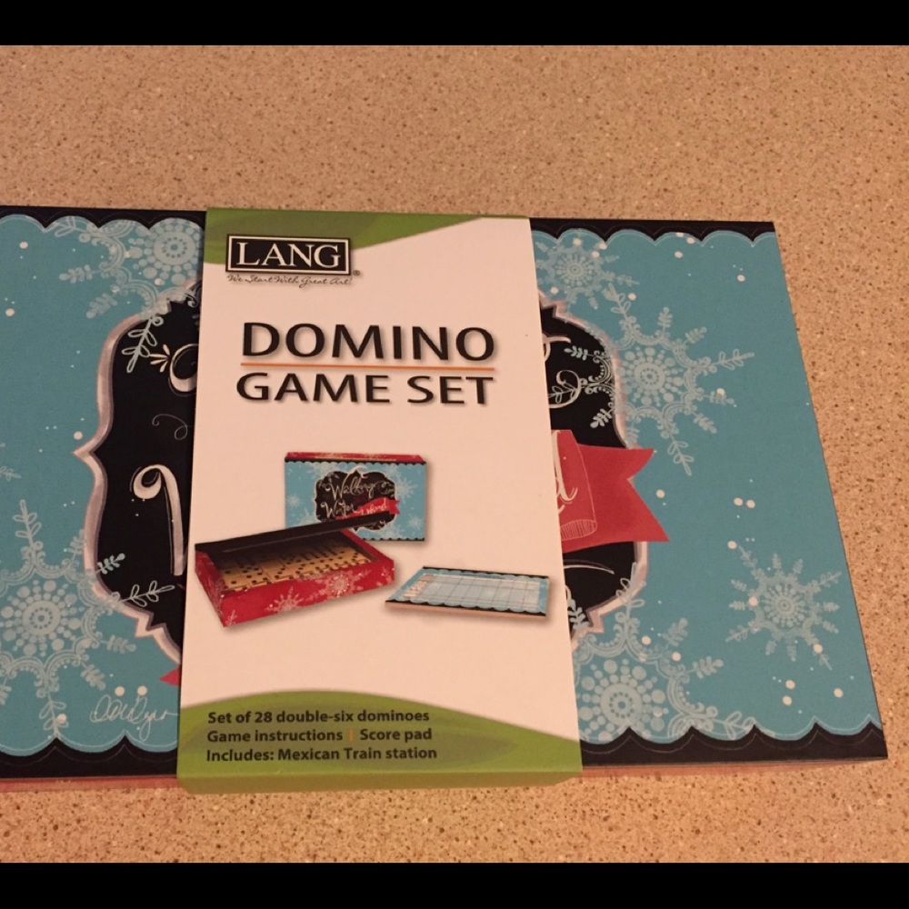 Lang Domino Game Set, 28 Double-Six Dominoes; Winter Magic Decor; Brand New!